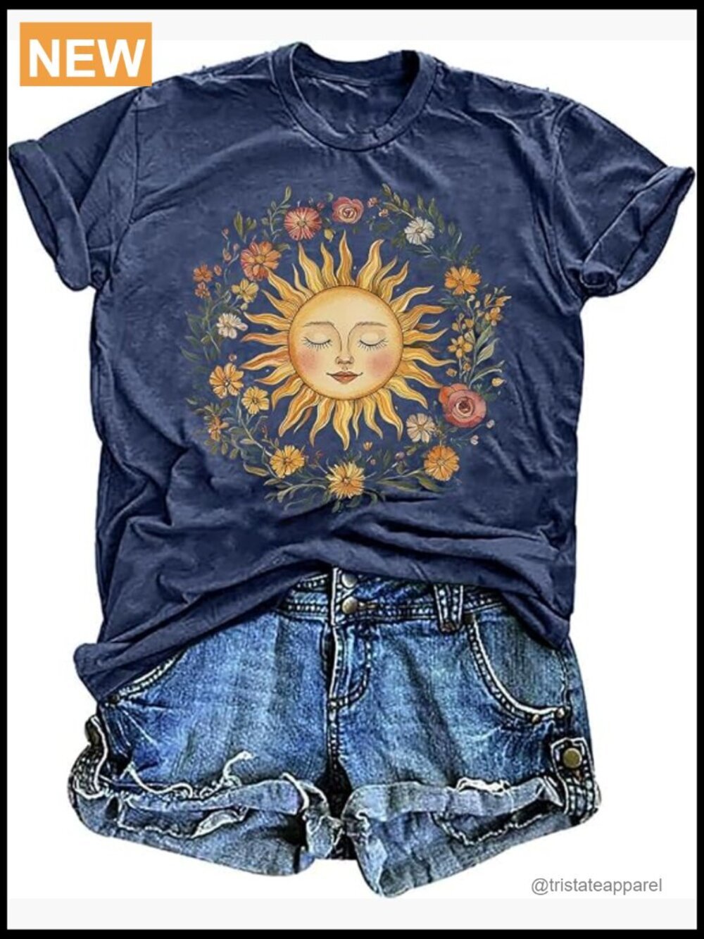 Boho Sun Floral Graphic Tee Cute Vintage Hippy Top Summer Sleeveless